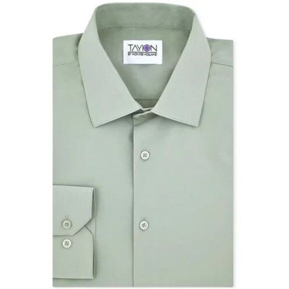 Tayion Collection Men's Solid Dress Shirt  Regular Fit Sage Green L16-16.5/32-33 - Picture 1 of 3